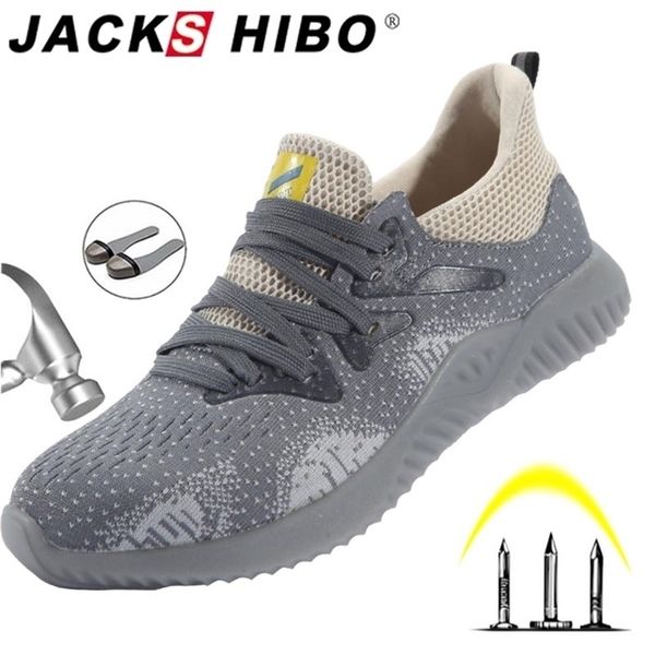 Jackshibo confortável para homens masculinos antismishing aço de dedo de aço Coots Sapatos de segurança Botas de segurança trabalham tênis Y200915