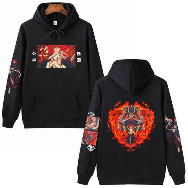 

bleach anime hoodie man woman fashion long sleeves streetwear y220716, Black