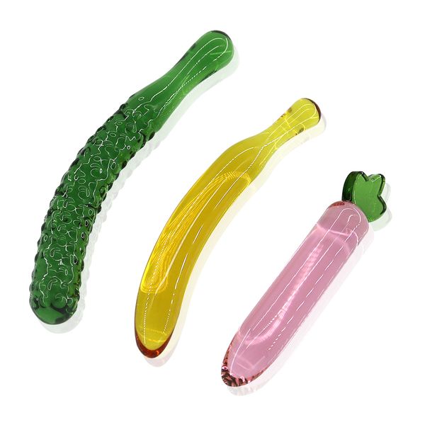 Plug de bujão de cristal de frutas exveides brinquedos sexy para homens massager g-spot produtos adultos produtos de vidro anal vidro de vidro bananeira pepino