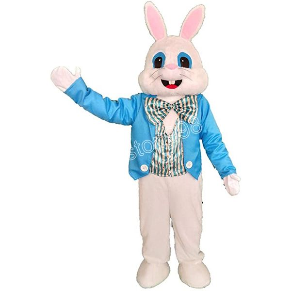 Leistung Blauer Anzug Kaninchen Maskottchen Kostüme Weihnachten Fancy Party Kleid Cartoon Charakter Outfit Anzug Erwachsene Größe Karneval Ostern Werbung Thema Kleidung