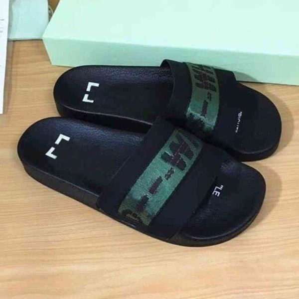 

men's luxury women's offs sandals fashion letter ribbon printing slippers couples beach men outside home slipper female classic br, Black