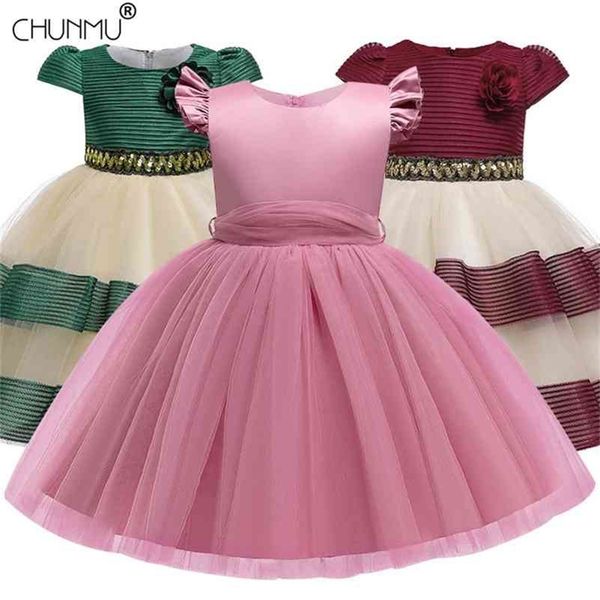 

baby lace tutu princess dress for girl elegant beading flower birthday party wedding girl dress baby girl's clothes 210329, Red;yellow