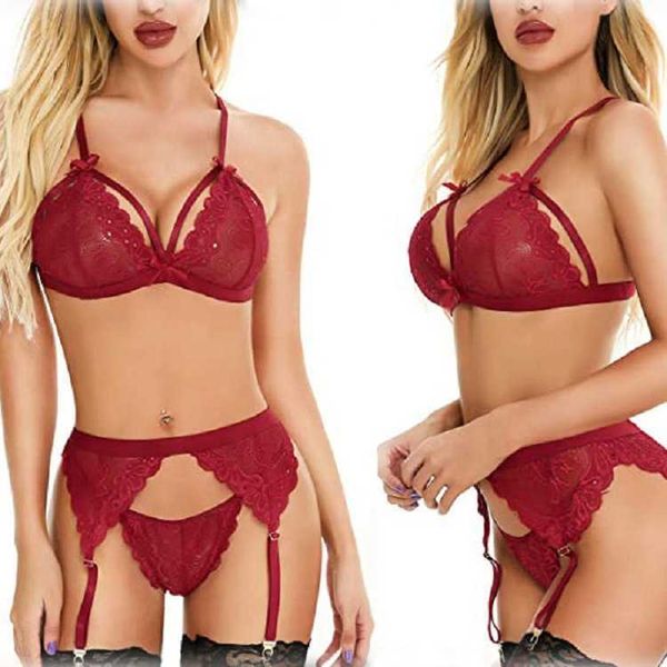 

seductive three-point lace bra underwear set, Black;white