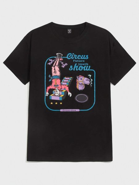 

romwe guys letter figure graphic tee k7ba#, White;black