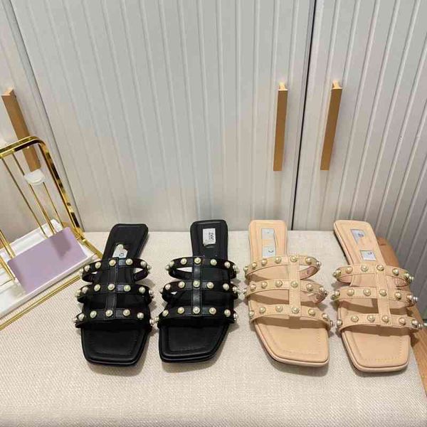 

slippers women wear out summer line slippers fashion willow nails versatile comfortable flat bottom cool, Black