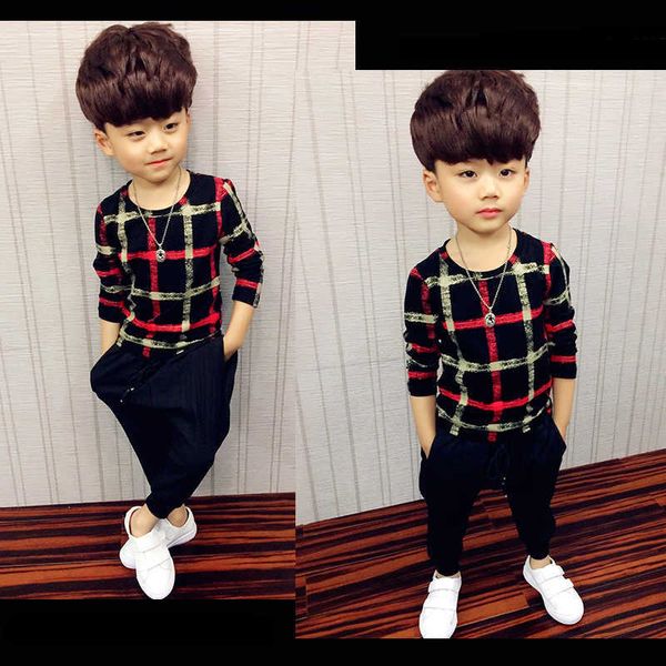 

boy clothing tshirts kids spring autumn children t-shirts for baby boys long sleeve t shirts toddlers 100160 plaid, Blue