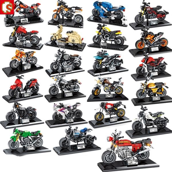 

motorcycle sets model building blocks speed champ sport race moto off road vehicle city car motorbike bricks kits sembo 220816