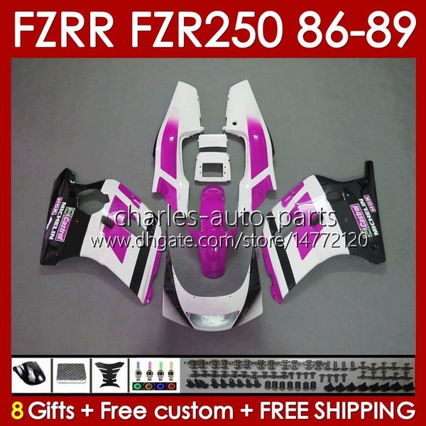 Corpo OEM para Yamaha FZR250R FZR250RR FZR-250R 86-89 142NO.101 FZRR FZR 250R 250RR FZR-250 1986 1987 1988 1989 1989 FZR250 FZR 250 RR 86 87 88 89 Fakeing Pink Glossy