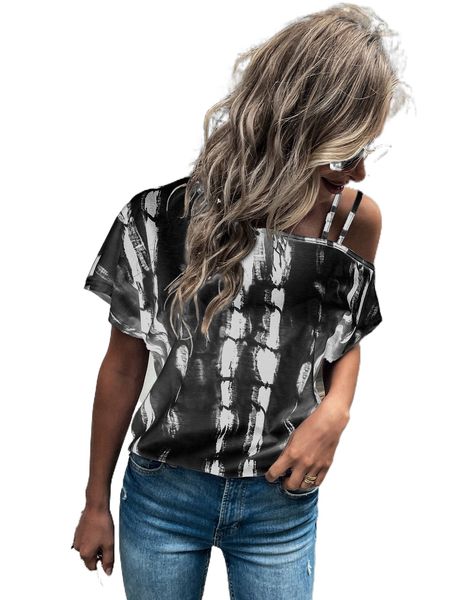 

tie dye asymmetrical neck tee s9hb#, White