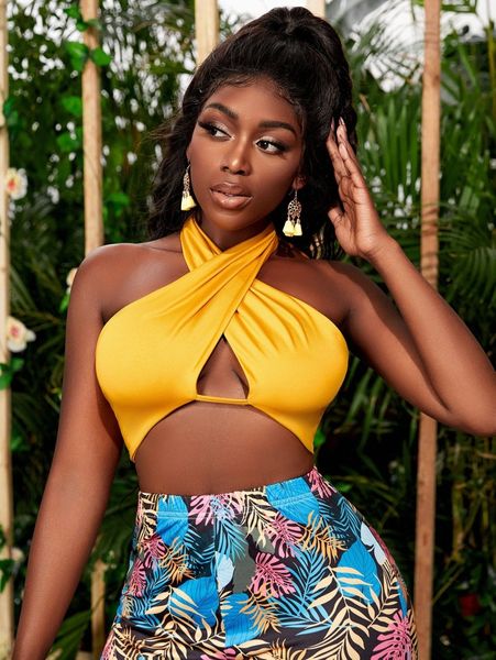 

sxy cross wrap tie backless halter i1k9#, White