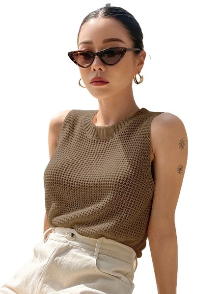 

dazy pointelle knit sweater vest o27c#, White;black