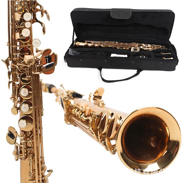 Desempenho profissional de desempenho lacado de ouro sax soprano B plana saxofone plana Sax Profissional High Sax