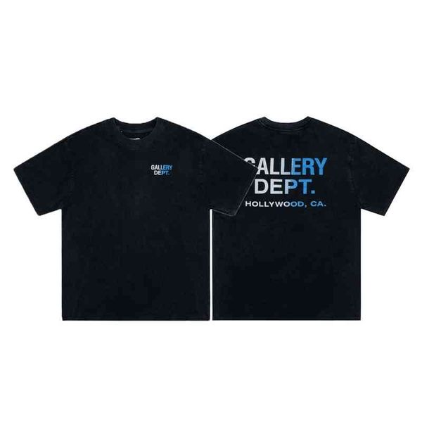 

designer gallerydepts shirt 2022 spring summer washed old letters gradient printed short sleeves kuhv, White;black