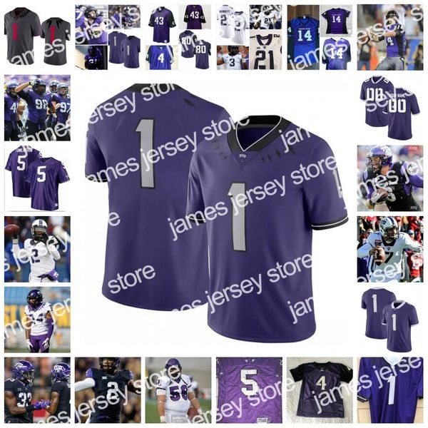 

james ncaa custom tcu horned frogs stitched football jersey 2 trevone boykin 21 dctf live 0 marcel brooks 1 quentin johnston garrett hayes, Black