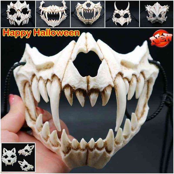 Halloween Drachen Gott Lange Zähne Dämon Cosplay Maske Umweltfreundliche Tier Thema Party Tier Schädel Maske Halloween Requisiten Accessor L220711