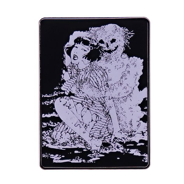 

worm monsterrr suehiro maruo pin brooch halloween horror brooch, Blue