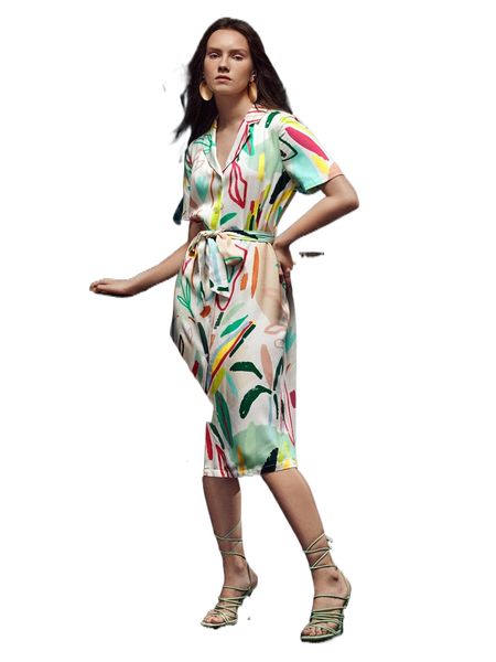 

x miriam omar graphic print belted dress o4cj#, Black;gray