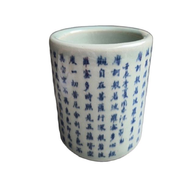 

chinese old porcelain blue and white porcelain pen container, Silver