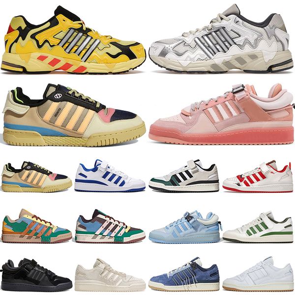 

r bad bunny x forum buckle low casual shoes yellow cream blue tint core black benito men women outdoor trainers sneakers walking jogging