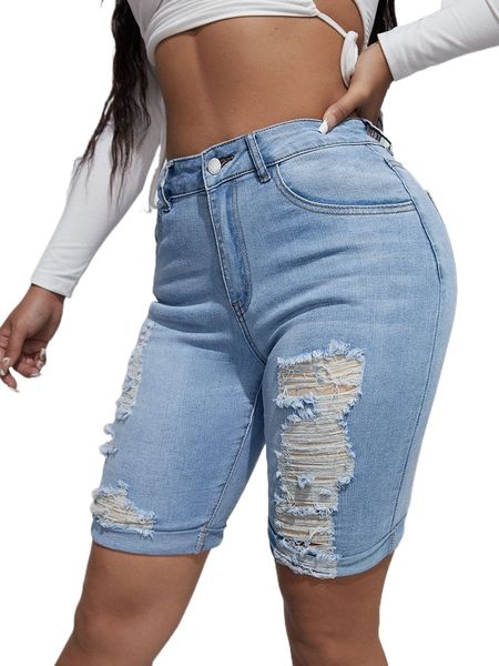 

sxy high waist ripped denim shorts d9kc#, White;black