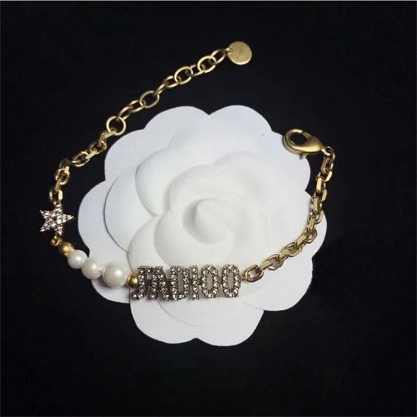 

fine design letter pearl bracelet women's red same temperament women's diamond necklace, Black