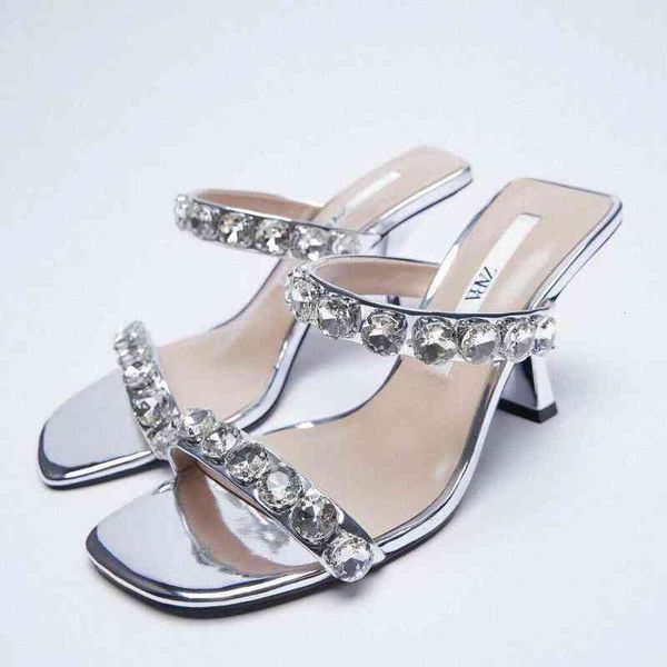

za summer slippers women's shoes silver sequined sandals open toe high heel qb77 my4q, Black
