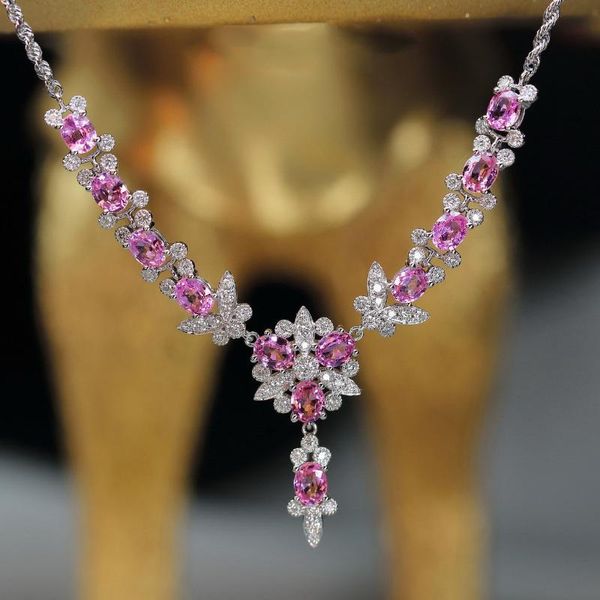 Correntes Foydjew Luxury Super Fairy Butterfly Colares Micro Inlaid Diamonds Full Argyle Pink Diamond 45cm Chainnchains ChainCains