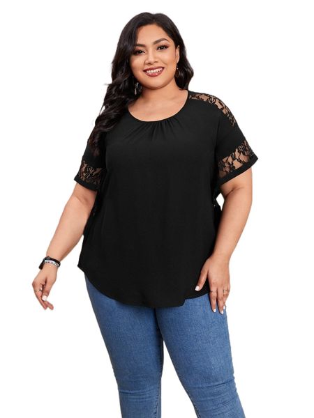 

plus lace insert g7tn#, Black