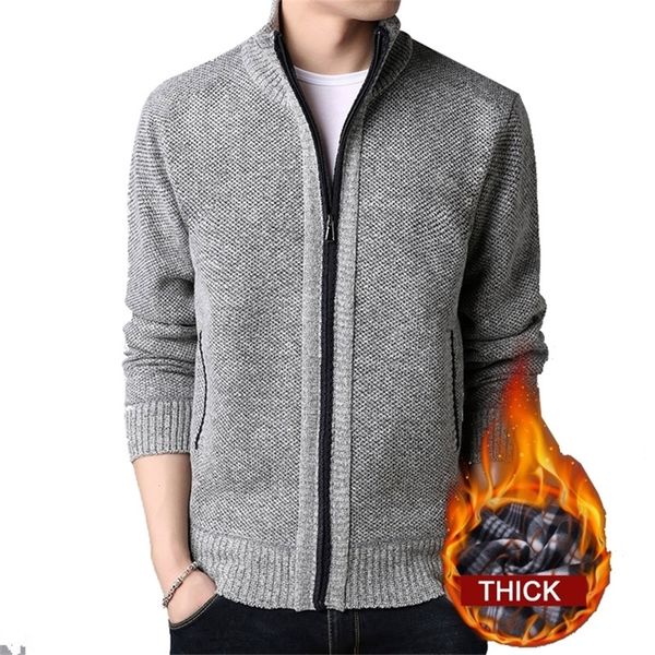 

men sweater clothing solid thick warm cardigan masculino clothes for men sweater zipper oversize long sleeve coat homme 201224, White;black