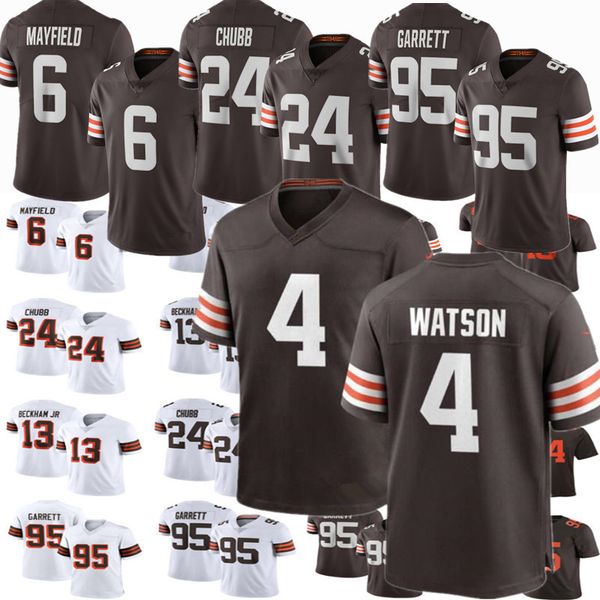

myles garrett jersey cleveland nick chubb amari cooper browns deshaun watson joe thomas denzel ward jarvis landry owusu-koramoah elijah moor, Black;red