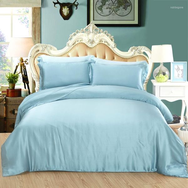 Yatak takımları lüks% 100 ipek 16 mumya seti sağlıklı cilt güzellik yastık kılıfı yetişkin yatak kapağı saf renk dört parçalı setbed