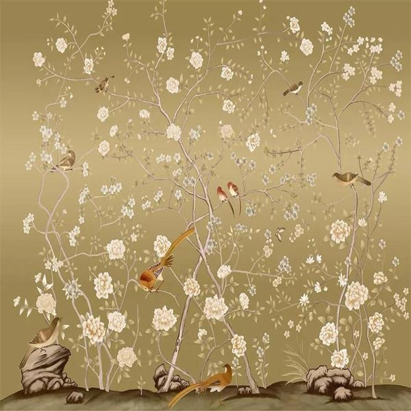 

custom wallpaper p hand-painted pen and bird picture