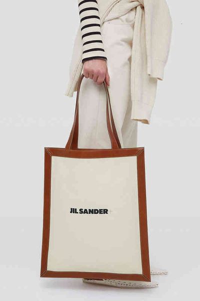 

sander 22 spring summer cowhide frame stitched canvas shoulder bag handbag simple style tote
