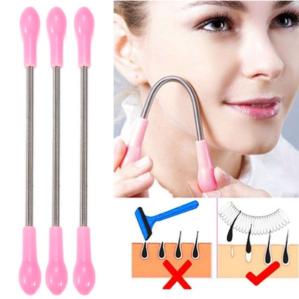 

stainless steel epilator stick beauty face hair removal body hair cleaning facial hairs makeup spring bend tool opp bag packing