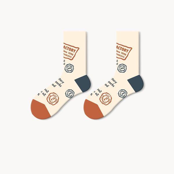 

womens designer sock fall winter fashion colorful oil painting pattern combed cotton crew socks for men women, Black;white