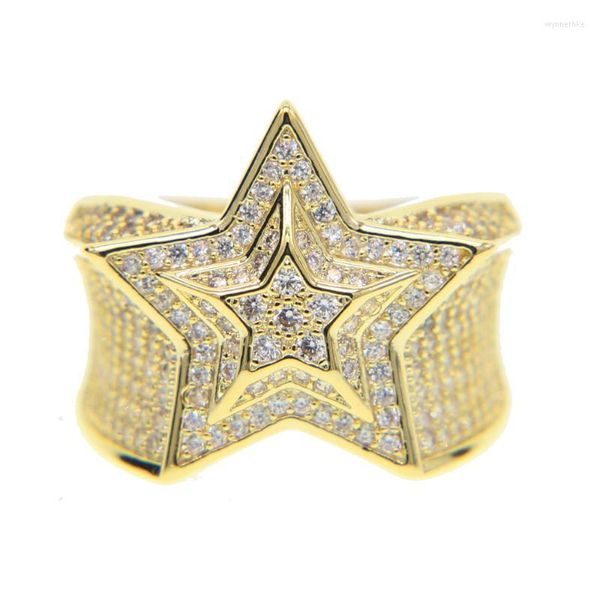 Anéis de casamento Top Quality #9 10 11 Micro pavimento completo CZ Engajamento Hip Hop Bling Star Shape Cool Street Boy Iced Out Ring Wynn22