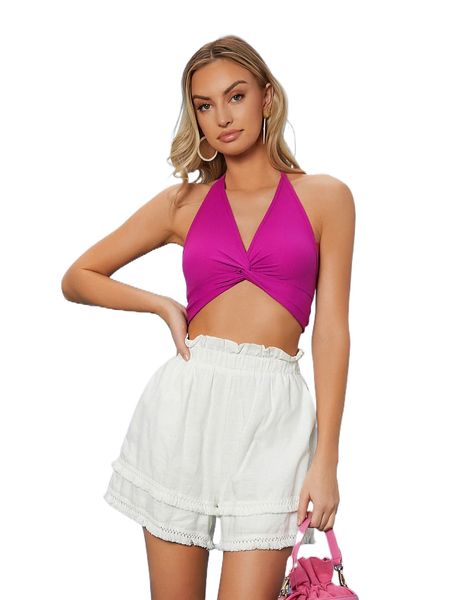

paper bag waist fringe wide leg shorts y0w8#, White;black