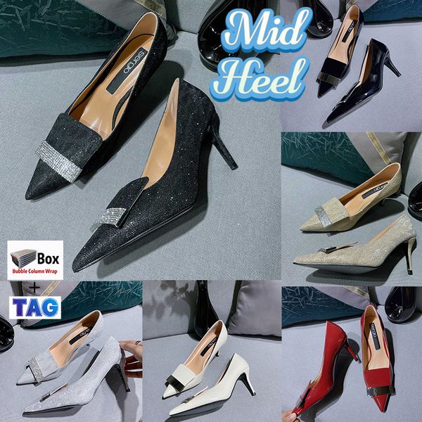 

2022 designer sr1 75mm mid heel women dress shoes luxury womans sandal leather beige silver glitter high heeled black white bordeaux patent
