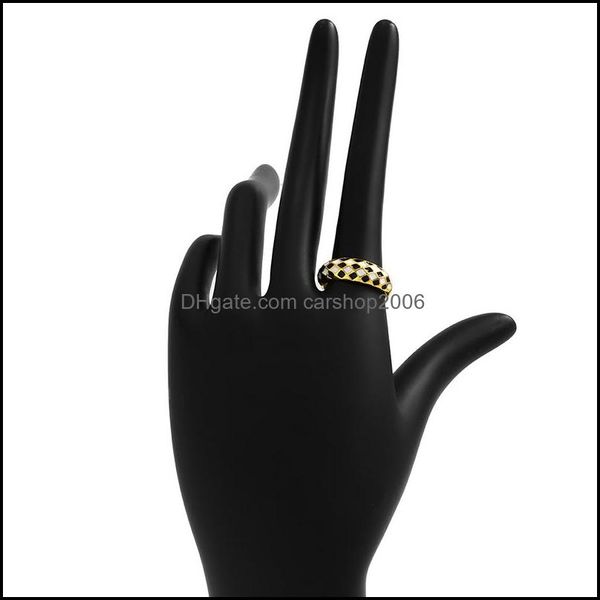 Bandringe Schmuck Metallic Wind Micro Intarsien Nachahmung Gold Zeigefinger mit Vintage Schachbrett farbigen Tropföl für Frauen Öffnungsring