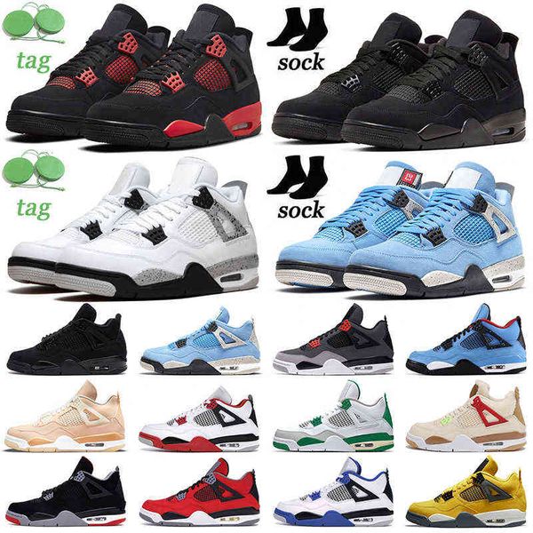 

4 4s men basketball shoes red thunder black cat bred cactus pine green motorspor