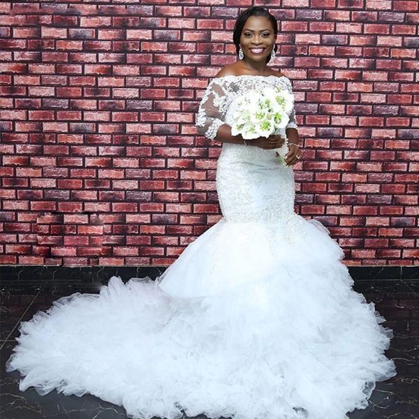 

simples elegance black woman bridal dress lace applique africa wedding mermaid wedding dress 2022, White