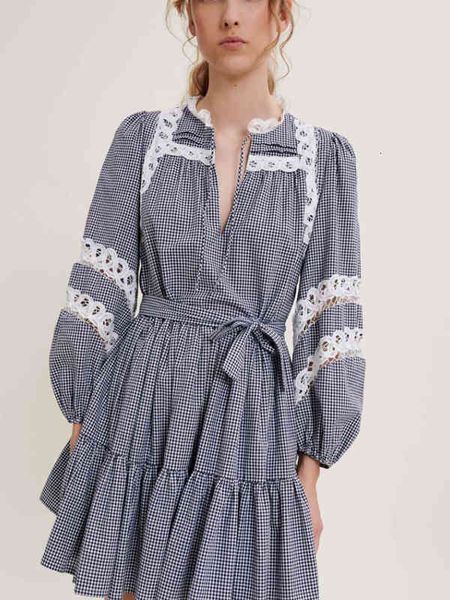 

casual dresses ma summer women lace neckline plaid mini dress wq7w, Black;gray