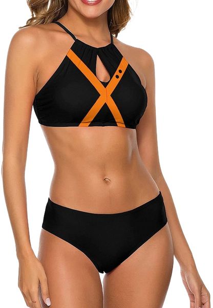 

anime women tankini swimsuits high waisted bathing suits bikinis two piece bathing suits m3tr#, White;black