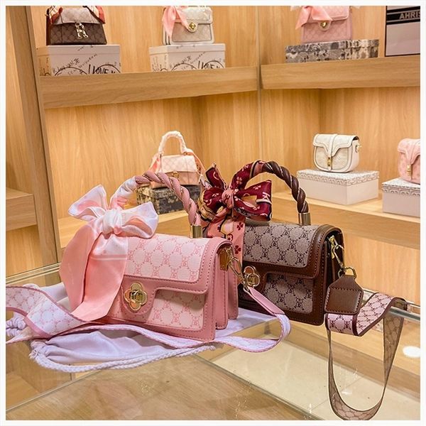 

factory promotion fashion printed portable small square letter silk scarf double shoulder belt bag foreign style texture messenger