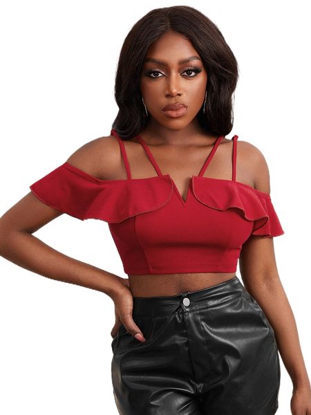 

sxy cold shoulder crop b6jv#, White