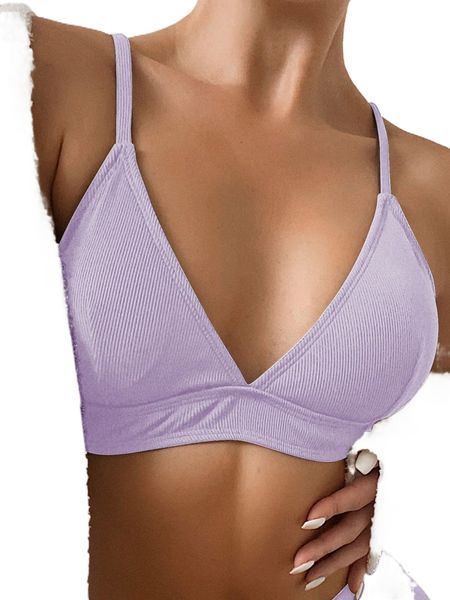

plain rib bikini m6ee#, White;black