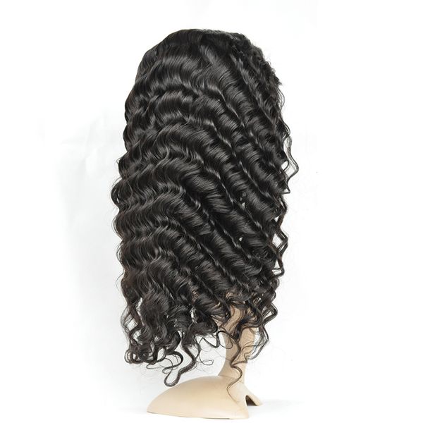 

13x4 transparent lace frontal wigs human hair loose deep brazilian front wig 180% density nature black color, Black;brown