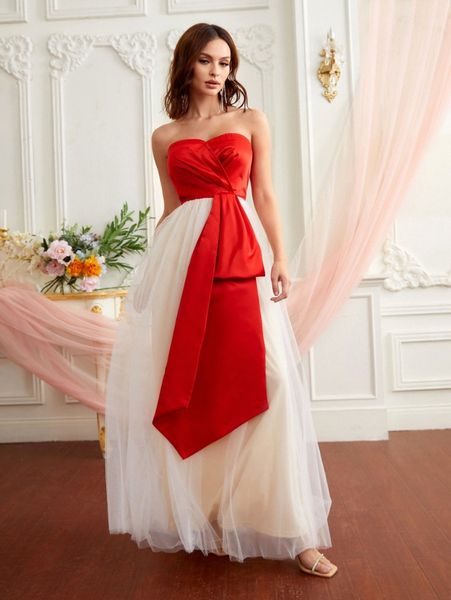 

draped front colorblock mesh overlay maxi tube dress p3iq#, Black;gray