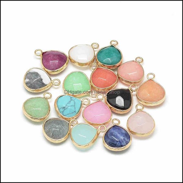 

pendant necklaces pendants jewelry wholesale natural stone copper ring cut face water drop diy mixed color necklace handmade accessories d, Silver