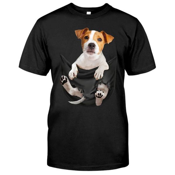 T-shirt da uomo T-shirt in cotone Fashion Pocket Jack Russell Terrier T-shirt stampate Uomo Donna Casual TShirt Hip Hop Tops Divertente TeesMen's